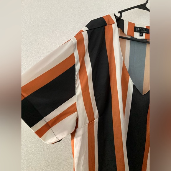 Eloquii Orange Black and White Striped Blouse, Size 24 - Picture 8 of 8